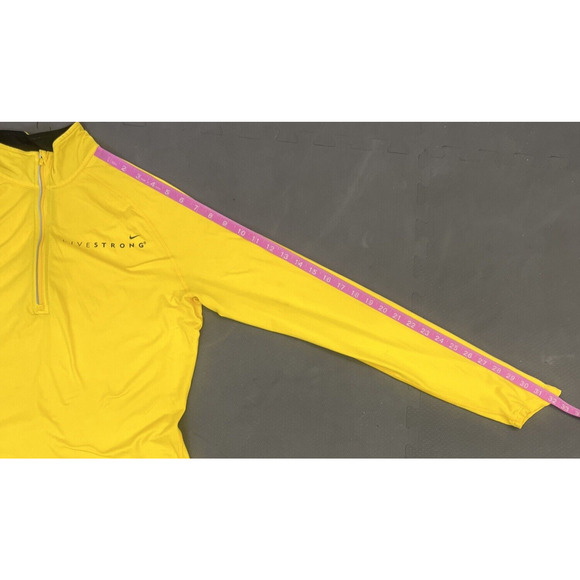 Nike Livestrong Womens 1/4 Zip Pullover Size Lg Yellow Athletic Stretch Shirt FS - Picture 11 of 11